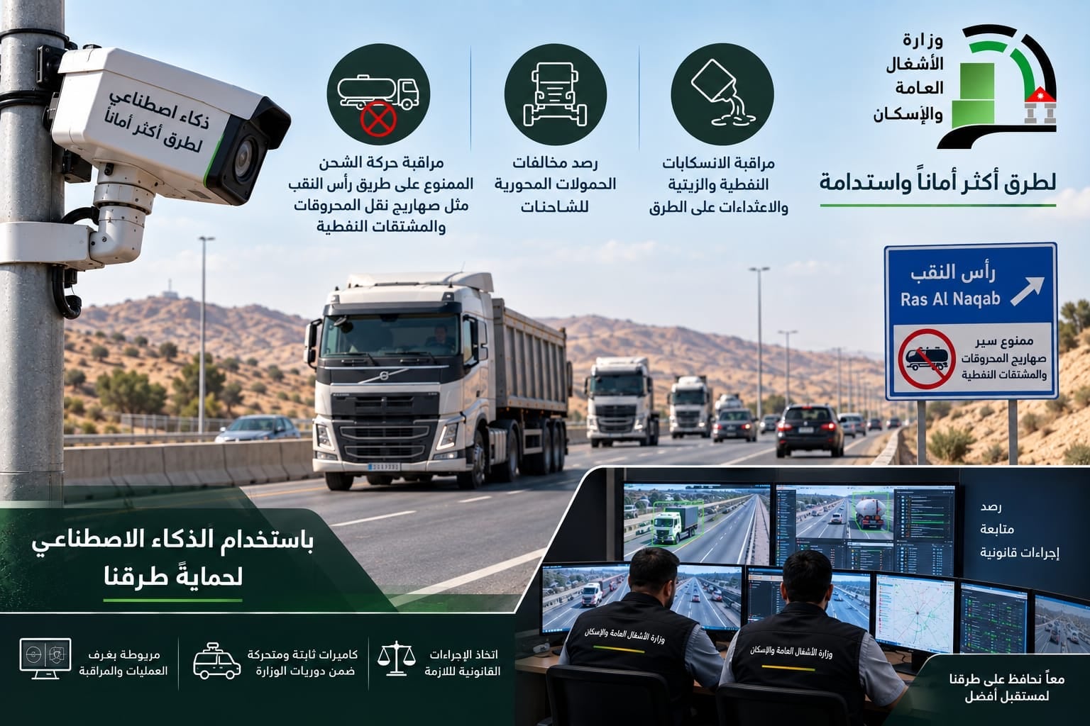 الاردن : كاميرات ذكية لتعزيز الرقابة على مخالفات الشحن وحماية الطرق